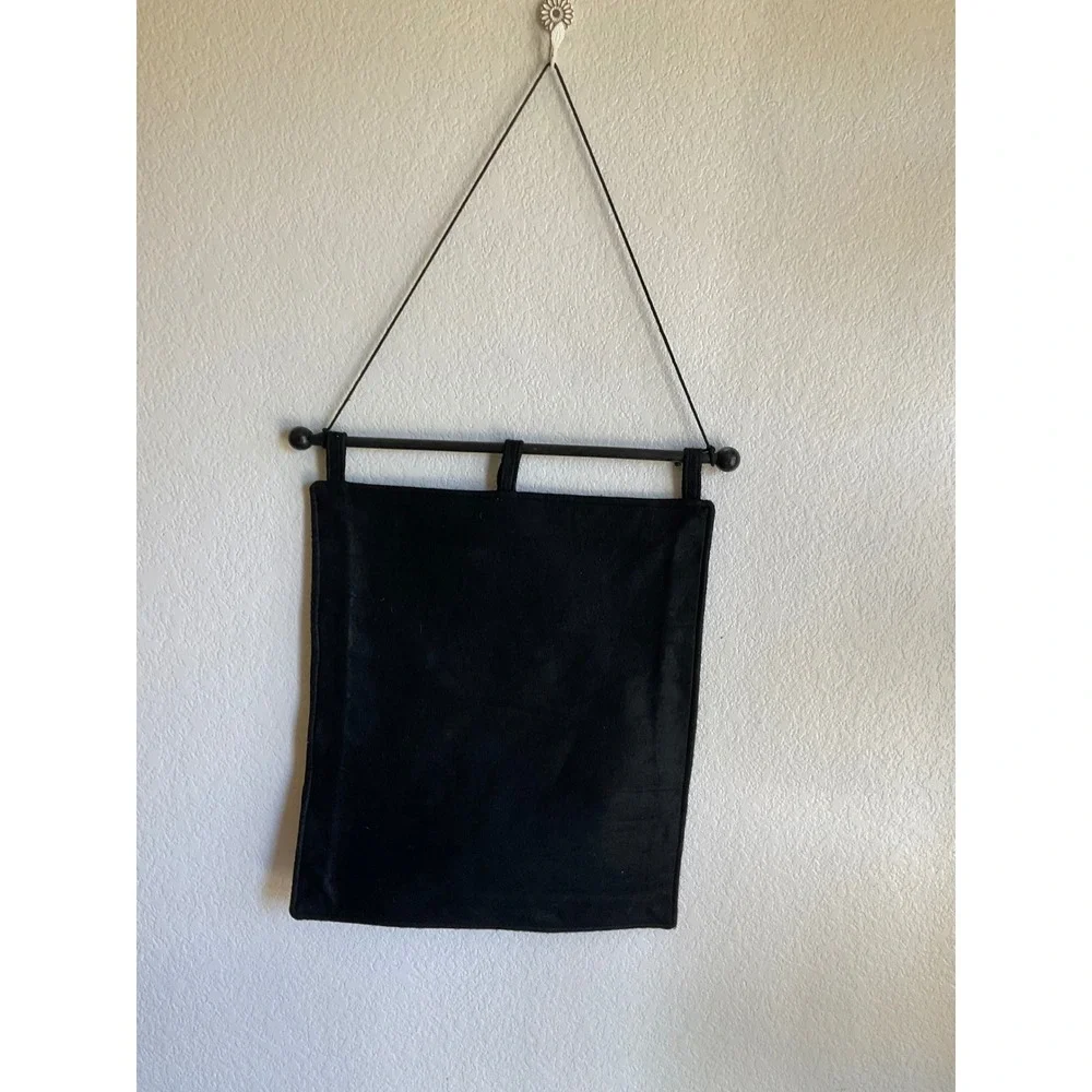 Halloween Witch Moon Felt Wall Hanging Banner Primitive Spooky  Orange Black
